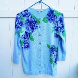 Isaac Mizrahi Live Floral Cardigan Sweater